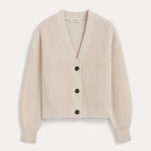 Everlane The Boxy Cardigan Everyday Cable Chunky Knit Organic Cotton In Canvas